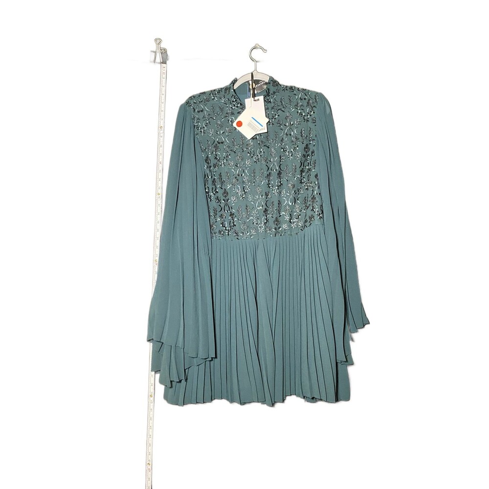 Perseverance Women's Green Petrol Blue Long Sleeve Midi Dress Size 12 NWT